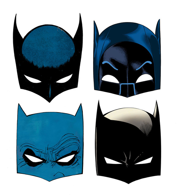 The many faces of Batman, by Ryan Sook. Credit: DC Entertainment.