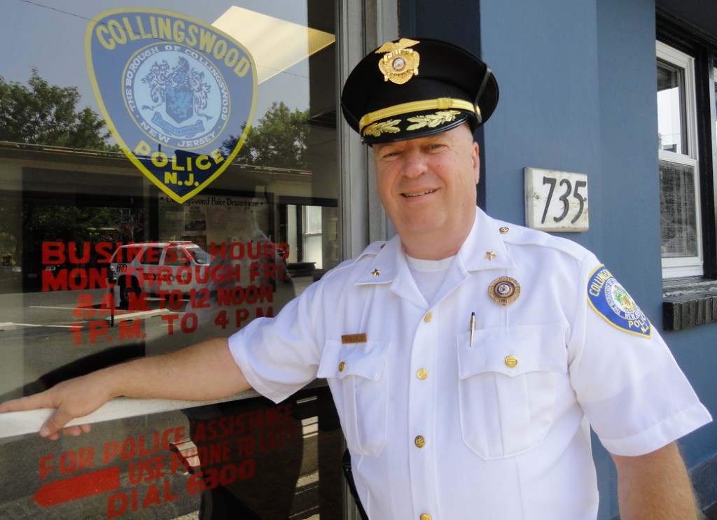 Collingswood Police Chief RIchard Sarlo stands outside the department that he helped maintain for nearly 30 years. Credit: Matt Skoufalos.