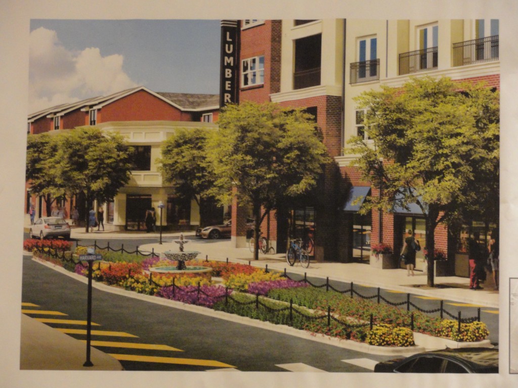 Artist's rendering of the median/fountain project at the LumberYard in Collingswood. Credit: Borough of Collingswood.